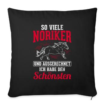 Pferd Noriker - Sofakissenbezug 45 x 45 cm - Schwarz - Vorne
