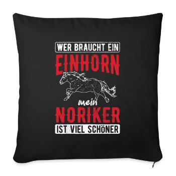 Pferd Noriker Pferde - Sofakissenbezug 45 x 45 cm - Schwarz - Vorne