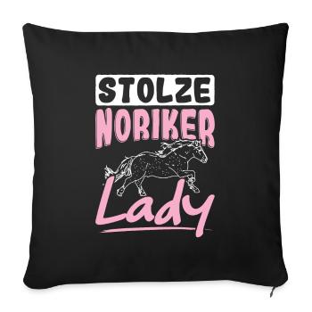 Stolze Noriker Lady Pferde Reiterin Noriker - Sofakissenbezug 45 x 45 cm - Schwarz - Vorne