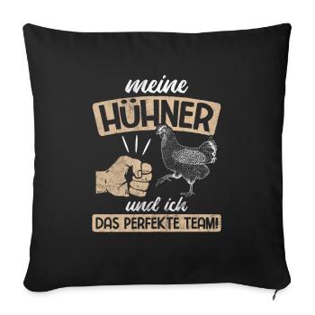 Hühner Geflügel Hahn - Sofakissenbezug 45 x 45 cm - Schwarz - Vorne