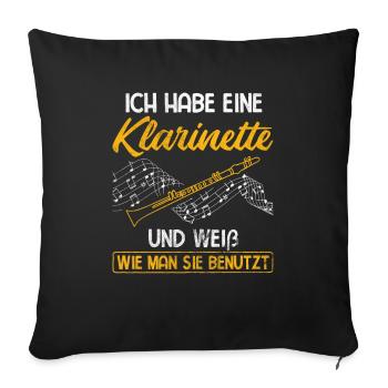 Klarinette Orchester - Sofakissenbezug 45 x 45 cm - Schwarz - Vorne
