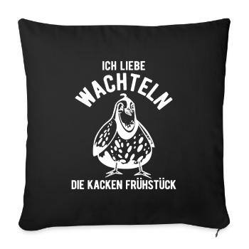 Wachtel Wachteln - Sofakissenbezug 45 x 45 cm - Schwarz - Vorne