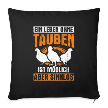 Taube Tauben Vogel - Sofakissenbezug 45 x 45 cm - Schwarz - Vorne