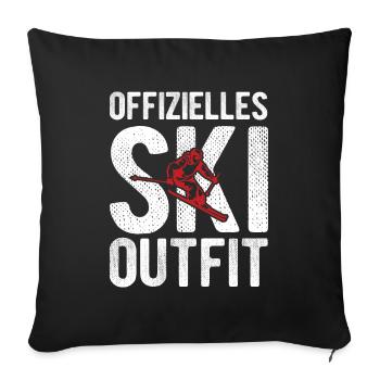 Tenue de ski officielle Ski de montagne - Housse de coussin décorative 45 x 45 cm - noir - Devant