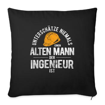 Alter Mann Der Ingenieur Ist Rentner Ingenieur - Sofakissenbezug 45 x 45 cm - Schwarz - Vorne