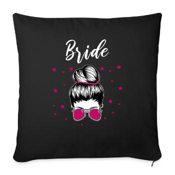 Enterrement de vie de jeune fille de mariée - Housse de coussin décorative 45 x 45 cm - noir - Devant