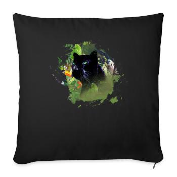 panther,cheetah,leopard,black,green,jungle - Sofa pillowcase 17,3'' x 17,3'' (45 x 45 cm) - black - Front