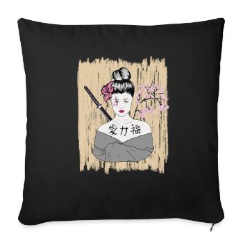 Démons Japonais Geisha Vintage - Housse de coussin décorative 45 x 45 cm - noir - Devant