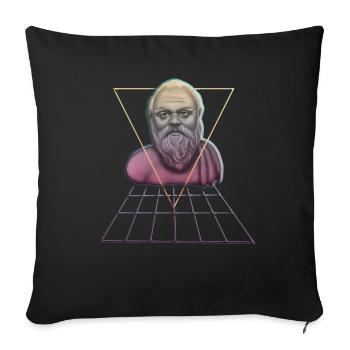 Socrate Philosophe Cadeau d’étudiant - Housse de coussin décorative 45 x 45 cm - noir - Devant
