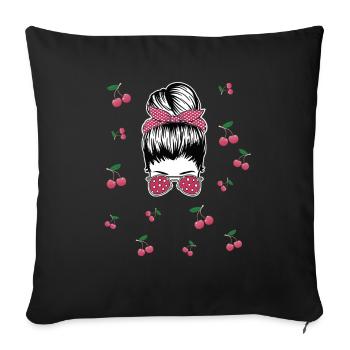 Rockabilly Girl with Cherries - Sofa pillowcase 17,3'' x 17,3'' (45 x 45 cm) - black - Front