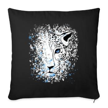 Snow Leopard Blue Eyes Cool - Sofa pillowcase 17,3'' x 17,3'' (45 x 45 cm) - black - Front