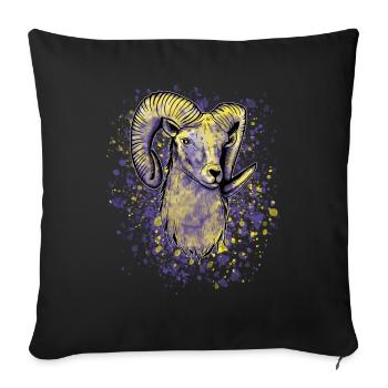 Bunter Widder Sternzeichen - Sofakissenbezug 45 x 45 cm - Schwarz - Vorne