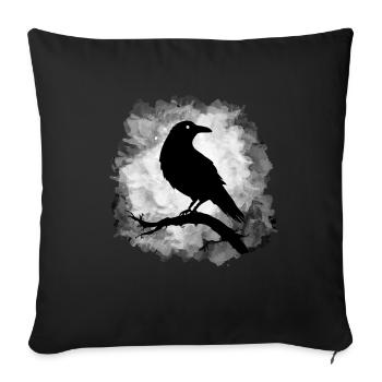 Raven Crow Moonlight Gloomy - Sofa pillowcase 17,3'' x 17,3'' (45 x 45 cm) - black - Front