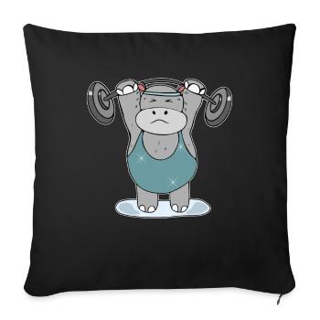 Fat Hippopotamus Krafsport Fitness - Housse de coussin décorative 45 x 45 cm - noir - Devant
