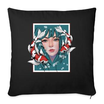 Anime Koi - Sofakissenbezug 45 x 45 cm - Schwarz - Vorne