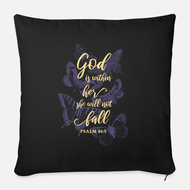 Schmetterlinge Bibelvers Christlich - Sofakissenbezug 45 x 45 cm - Schwarz
