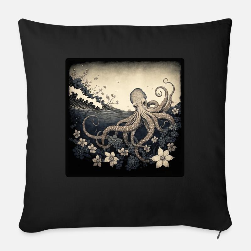 Oktopus - Sofakissenbezug 45 x 45 cm - Schwarz