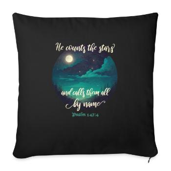 Bible verse Christian religious motif - Sofa pillowcase 17,3'' x 17,3'' (45 x 45 cm) - black - Front