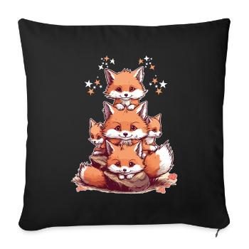 Cute foxes - Sofa pillowcase 17,3'' x 17,3'' (45 x 45 cm) - black - Front