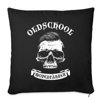 Oldschool Moped Fahrer - Sofakissenbezug 45 x 45 cm - Schwarz - Vorne