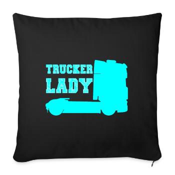 Trucker Lady, Trucker Babes, Trucker Girl LKW TIR - Housse de coussin décorative 45 x 45 cm - noir - Devant