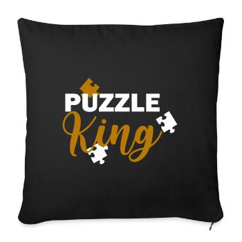 Puzzle-König-Spruch für Puzzle-Fans - Sofakissenbezug 45 x 45 cm - Schwarz - Vorne