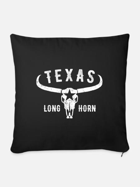 Texas Longhorn Rinder Design für stolze Texaner - Sofakissenbezug 45 x 45 cm - Schwarz