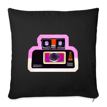 Vintage - Retro Instant Camera - AI Art - Sofa pillowcase 17,3'' x 17,3'' (45 x 45 cm) - black - Front
