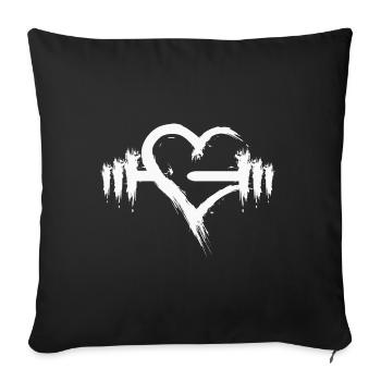 Herz offen Hantel weiß Fitness Sport Bodybuilding - Sofakissenbezug 45 x 45 cm - Schwarz - Vorne