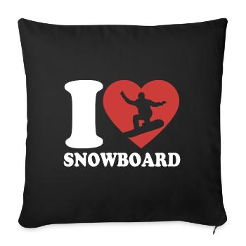 I Love Snowboard - Heart - Hobby - Sofa pillowcase 17,3'' x 17,3'' (45 x 45 cm) - black - Front