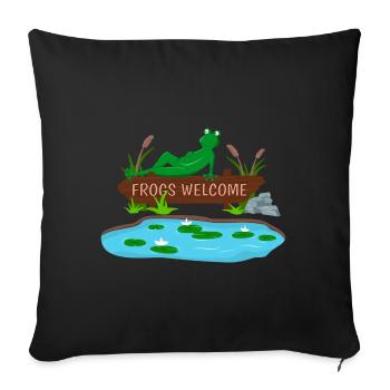 La grenouille dans le bassin design pour les fans de grenouilles et - Housse de coussin décorative 45 x 45 cm - noir - Devant