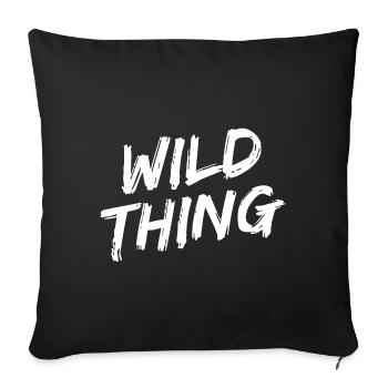 Police de pinceau blanc « Wild Thing » - Housse de coussin décorative 45 x 45 cm - noir - Devant