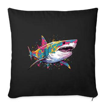 Shark - Sofa pillowcase 17,3'' x 17,3'' (45 x 45 cm) - black - Front