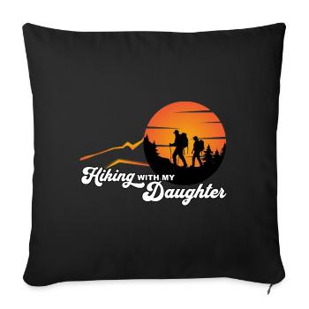 Randonner avec ma fille - wandern mit Tochter - Housse de coussin décorative 45 x 45 cm - noir - Devant