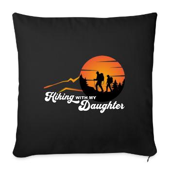 Randonner avec ma fille - wandern mit Tochter - Housse de coussin décorative 45 x 45 cm - noir - Devant