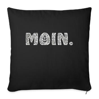 Moin. Hamburg Bremen Nordseeinsel Moin mit Anker - Sofakissenbezug 45 x 45 cm - Schwarz - Vorne