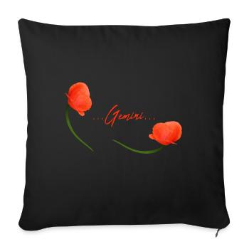 Gémeaux Poppy Coquelicot Signe du zodiaque Gémeaux Gémeaux - Housse de coussin décorative 45 x 45 cm - noir - Devant