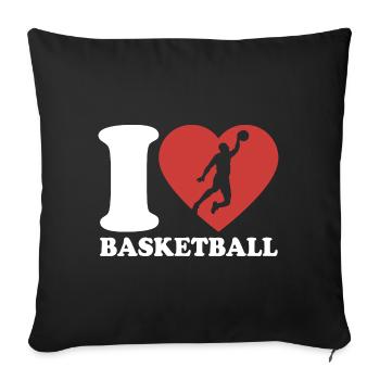 J’aime le basket-ball - Coeur - Hobby - Housse de coussin décorative 45 x 45 cm - noir - Devant