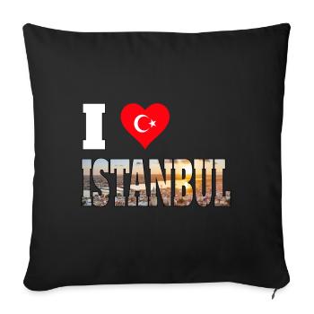 I love istanbul - ich liebe Istanbul - Sofa pillowcase 17,3'' x 17,3'' (45 x 45 cm) - black - Front