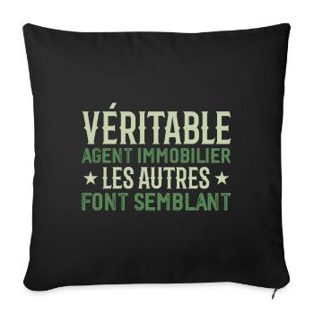 Véritable agent immobilier Cadeau Humour - Housse de coussin décorative 45 x 45 cm - noir - Devant