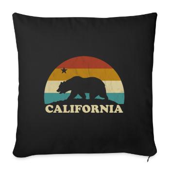 California Retro Surfer Bear Flag vintage années 70 - Housse de coussin décorative 45 x 45 cm - noir - Devant