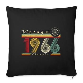 Né en 1966 1966 cadeau d’anniversaire vintage - Housse de coussin décorative 45 x 45 cm - noir - Devant