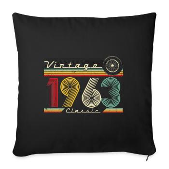 1963 Anniversaire Né En 1963 Rétro Vintage - Housse de coussin décorative 45 x 45 cm - noir - Devant