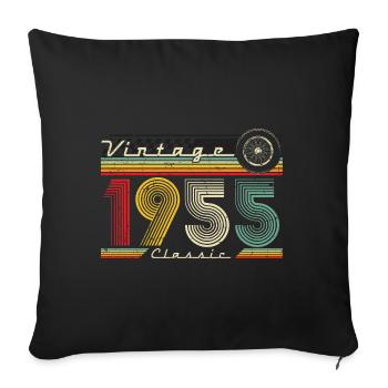 1955 Anniversaire Né En 1955 Rétro Vintage - Housse de coussin décorative 45 x 45 cm - noir - Devant