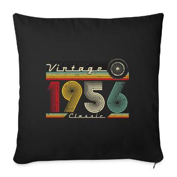 1956 Anniversaire Né En 1956 Rétro Vintage - Housse de coussin décorative 45 x 45 cm - noir - Devant