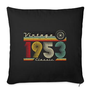 1953 Anniversaire Né En 1953 Rétro Vintage - Housse de coussin décorative 45 x 45 cm - noir - Devant