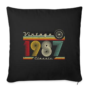 1987 Vintage Anniversaire Rétro Vintage Cadeau - Housse de coussin décorative 45 x 45 cm - noir - Devant