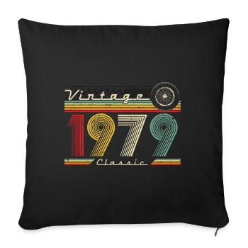 1979 Anniversaire de naissance en 1979 Rétro Vintage - Housse de coussin décorative 45 x 45 cm - noir - Devant