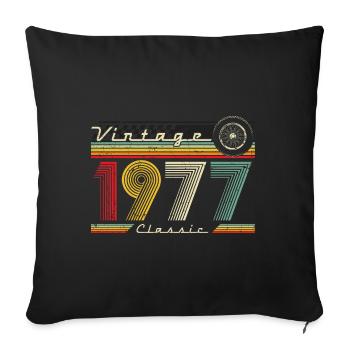 1977 Anniversaire de naissance en 1977 Rétro Vintage - Housse de coussin décorative 45 x 45 cm - noir - Devant