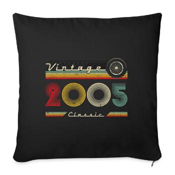 2005 Anniversaire Né En 2005 Rétro Millésime - Housse de coussin décorative 45 x 45 cm - noir - Devant
